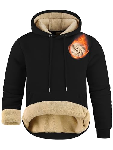 ZITY Men's Pullover Hoodie Sweatshirts Thick Sherpa Lined Kangaroo Pocket Winter Windproof Warm Fleece Hoodie Athletic