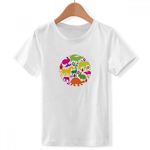 T-Shirt Blanc Animaux Colorés Idéal pour les Activités des Garçons XXL
