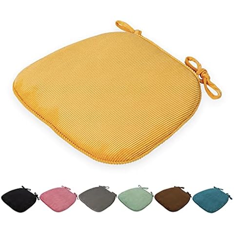 DOTBUY Velvet Chair Cushions Seat Pads With Ties and Zipper Removable Covers Non Slip Seat Cushions Dining Garden Office Chair Pad Indoors Outdoors Chair Seat Pad (mustard yellow,43x41x35cm) Cover