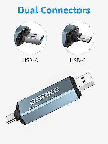 DSRKE SD Kartenleser mit USB 3.0/USB C Dual-Stecker für Computer/Telefon, Aluminum Highspeed Kartenlesegerät OTG Adapter, für SD/Micro SD/SDXC/SDHC/MMC/RS-MMC/UHS-I mit Windows/Mac OS/Android