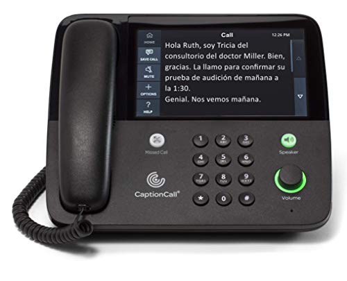 CaptionCall 67Tb Amplified Captioned Corded Home Telephone with Touch Screen, 58dB Amplification, Caller ID, Answering Machine, Bluetooth, Loud Ringer for Hearing Impaired