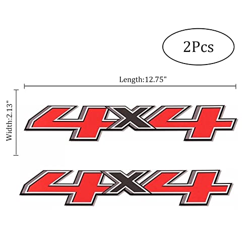 Image of 4X4 Car Decal Stickers 2Pcs, Auto Decoration Accessories Emblem Replacements Fit Ford F-150 F-250 F-350 Tacoma Tundra Ram Silverado Truck Pickup SUV, with Squeegee 1Pcs, Black-and-Red