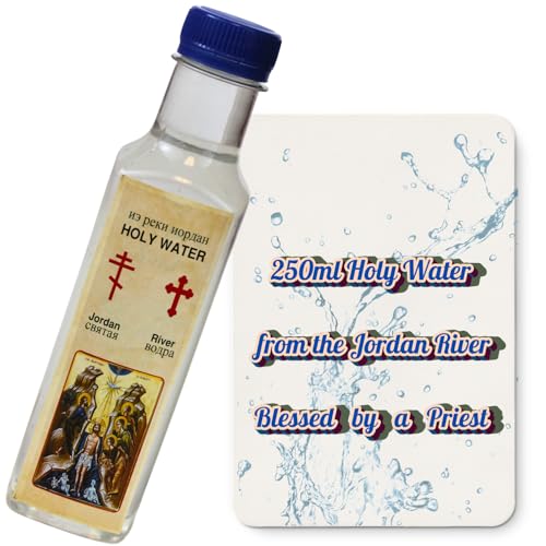 Holy Land Market Jordan River Holy Water Blessed by Priest | Authentic Holy Water | Catholic Baptism | House Blessing | Spiritual Protection | Agua Bendita | Without Carton