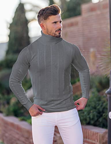 JoZorro Men Turtleneck Long Sleeve Sweater High Neck Top Slim Fit Lightweight Knit Roll Neck Pullover Sweaters for Men4