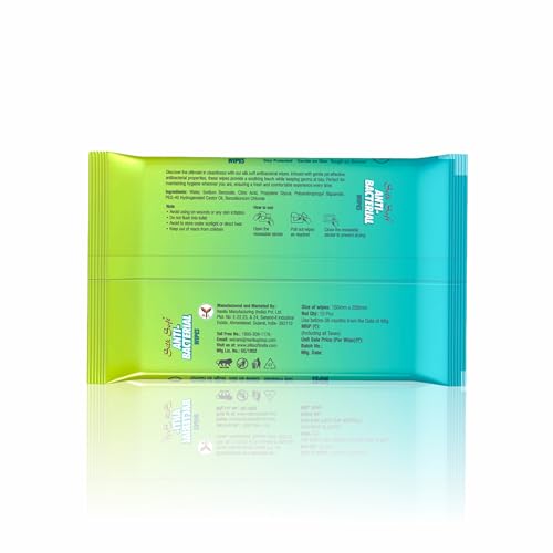 Image of Antibacterial Wet Wipes - 80 Wipes (10 x 8 Packs) | Kills 99% Germs, Alcohol-Free & Skin-Friendly | For Hands, Face, Surfaces & Travel Hygiene
