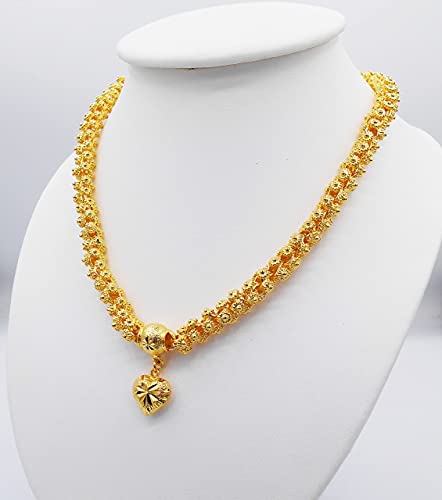 Heart Pikun Flower 22k 23k 24k Thai Baht Yellow Gold GP Necklace Pendant Jewelry Women4
