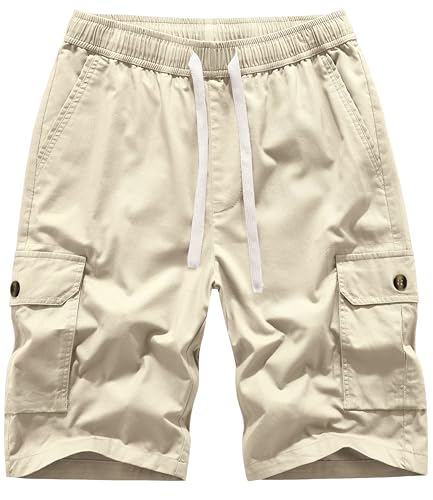 VtuAOL Women's Cargo Shorts Casual Relaxed Fit Elastic Waist Shorts Beige US XL