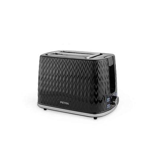 Petra PT3860BLKVDEEU10 Chevron - Tostapane a 2 scomparti, 7 controlli di doratura e accessorio per...