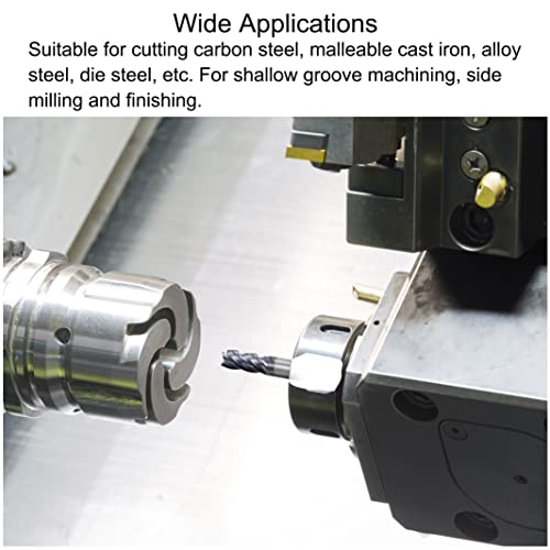 Image of uxcell Square Nose End Mill, 3mm Tip Dia Solid Carbide AlTiN Coated CNC Router Bits 4 Flute Spiral Milling Cutter HRC45 with 4mm Shank 50mm (2-inch) Length