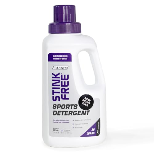 Detergente para la Ropa Deportiva 2Toms StinkFree, Sin Fragancia, Eliminador de Olores para Ropa y Equipamiento Deportivo, Botella de 870 ml.