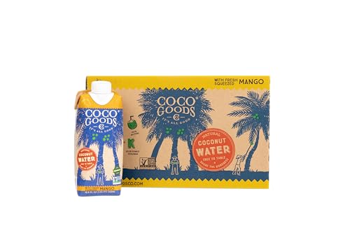 CocoGoods Co Natural Coconut Water with Fresh Mango Juice 16.9 fl. oz, 12 pack