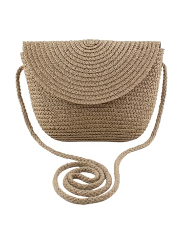 Milumia Women's Summer Beach Vacation Bag Straw Basket Purse Crossbody Shoulder Bags with Flap