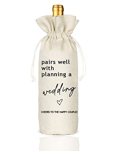 Socive Wedding Gift Wine Bags, Mr and Mrs Wedding Gift, Engagement Wine Bag, Engagement Gift, Wedding Planning Gift, Drawstring Gift Wine Bag - Pairs Well With Planning a Wedding