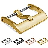 Hemsut Watch Band Replacement Buckle -Gold Brushed 316L Stainless Steel - 16mm, 18mm, 20mm, 22mm & 24mm for Leather Silicone Nylon Canvas Watch Bands