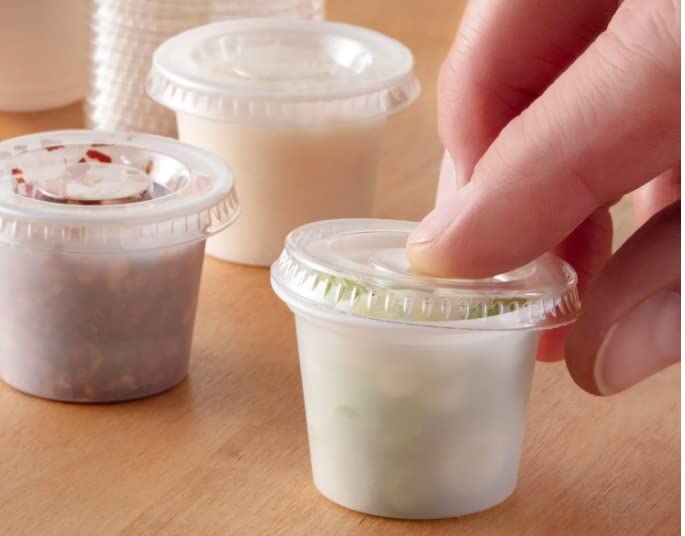 Oasis Supply, Clear Plastic Disposable Portion Cups with Lids, Soufflé Cups, Jello Cups (1 oz.) 250 Sets