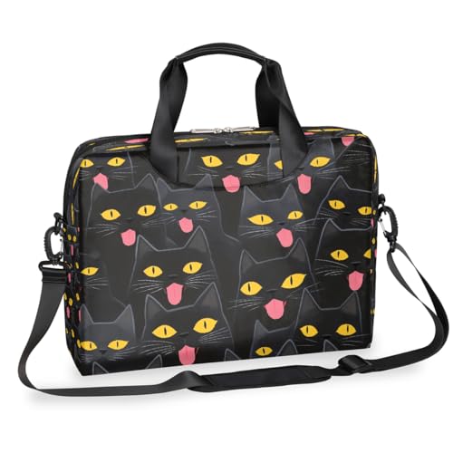 Bolso para laptop con diseño de gato negro 14x13x1 pulg miniatura 1