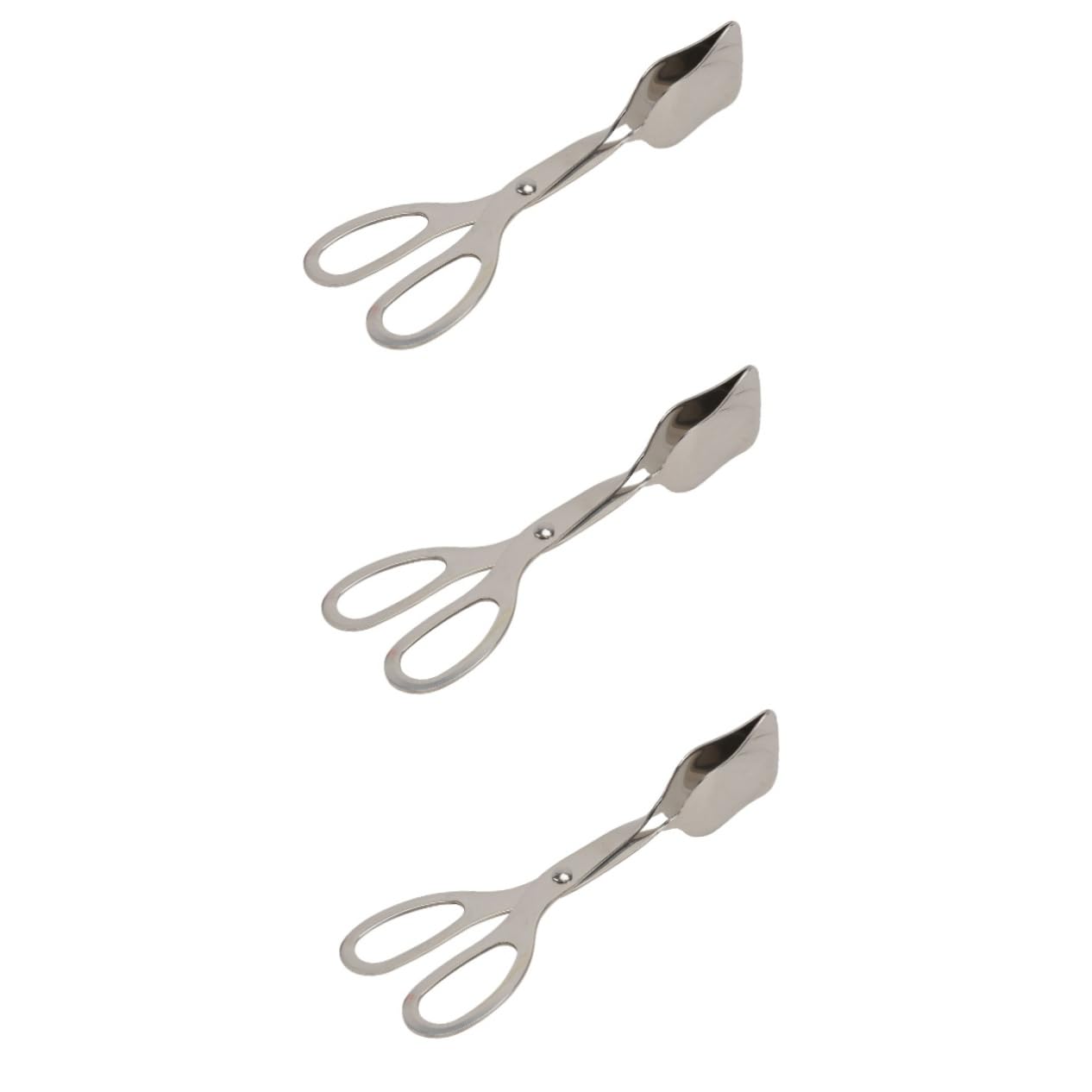 GRIRIW 3 Pcs Salad Sever Utensils Stainless Steel Salad Scissors Tongs Food Clip Cake Towel Clip for Bbq