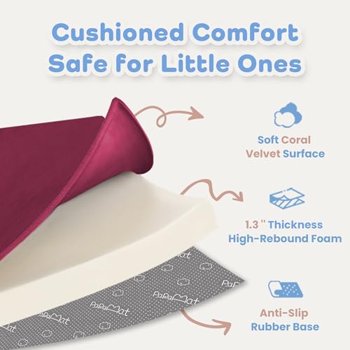 Image of 1.3 inch Thick Baby Floor Play Mat 50x50 Padded Foam Mat, Burgundy