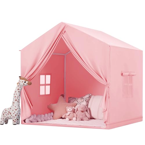 Cabane Tente Enfant Interieure: Rose Tente Enfant Exterieur de Jardin - Tante Maison Intérieur Fille avec Fenêtre - Maison de Jeux Interieur Cabane Chambre - Jeu...
