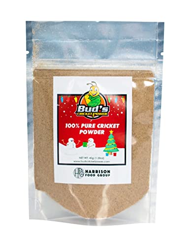 Cricket Protein Powder by Budâ€™s Cricket Power - 100% Pure Cricket Powder, Gluten-Free, Dairy-Free, High Protein Flour Substitute, Limited Christmas Edition (45g)