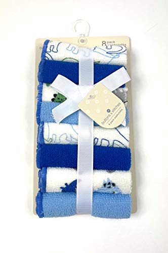 Buttons & Stitches Cudlie Buttons & Stitches 8Piece Rolled Washcloth Set in Dino Dude