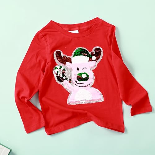 Image of Christmas Shirts for Girls and Boys Flip Sequin Santa Christmas Tree Kids T-Shirt Clothing