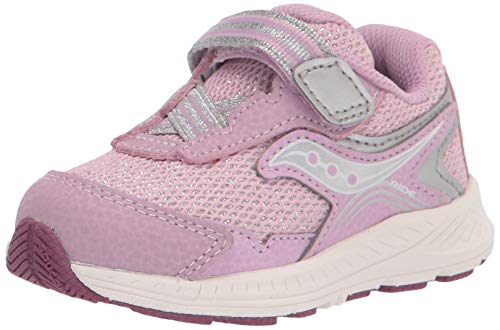 Saucony unisex child Ride 10 Jr Sneaker, Pink Metallic, Wide Little Kid US