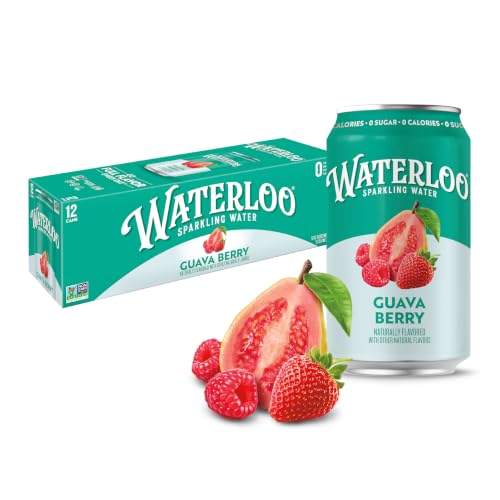 Waterloo Sparkling Water, Guava Berry, 12 Fl Oz Cans (Pack of 12