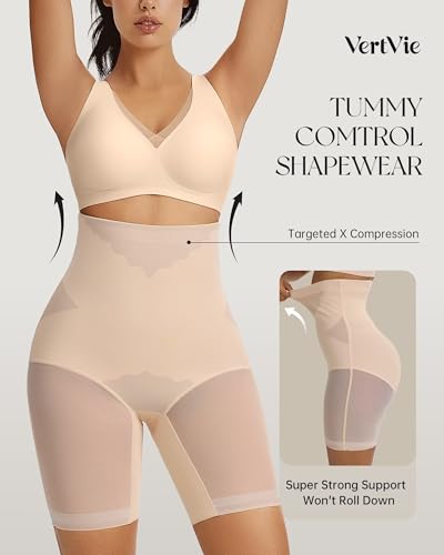 Vertvie Shapewear for Women Tummy Control High Waisted Shapewear Shorts Targeted Compression Body Shaper Bathroom Friendly2
