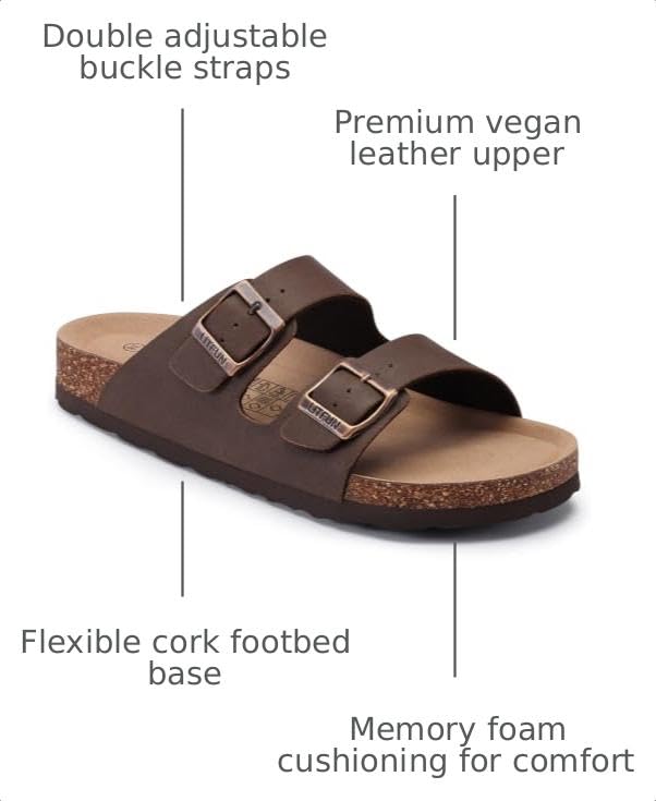 Image of Litfun Unisex Cork Footbed Sandals Summer Slip On Slides for Women Men