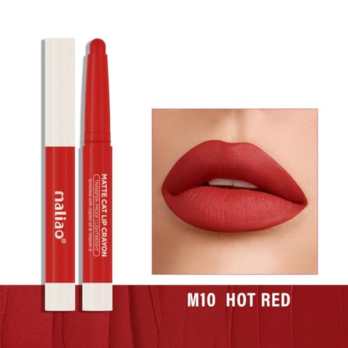 Image of Maliao Matte Cat Lip Crayon: Transfer-Proof & Lightweight (10-HOT RED)