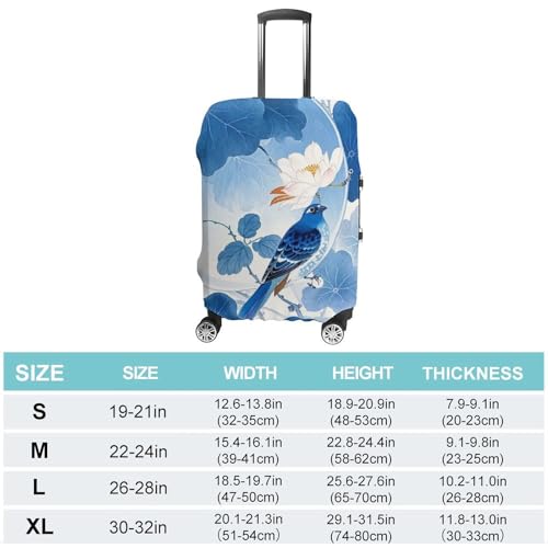 Anti-Scratch Luggage Cover Blue And White Chinese Style Flower And Bird Printed Luggage Case Protector Washable Suitcase Covers Elastic Suitcase Protector for Size L (26-28 inches) Luggage2