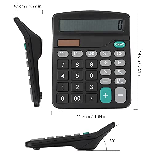 Bimormat Taschenrechner,Dual Power(Solar und Batterie) Standard Taschenrechner,12-stelliger Tischrechner(schwarz)