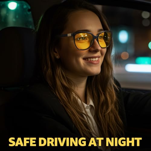 Myiaur Night Driving Glasses for Women Men, Polarized Yellow Lens Anti Glare Night Vision Glasses Reduce Eyestrain for Night2