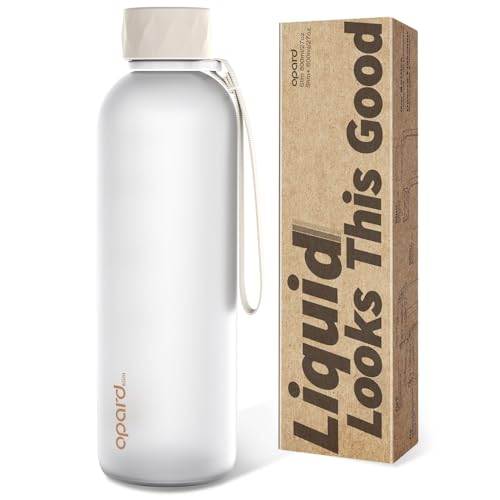 Opard Slim Pro Water Bottle 27oz, Plastic Water Bottle BPA-Free, Facetted Rubberized Grip-Texture Monocap, Leakproof Screw Top, Cream White, Reusable for Travel School Sport Gym Hiking