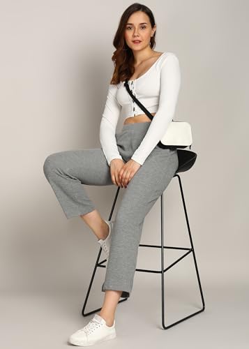 Image of Alan Jones Clothing Women's Straight Fit Mid Rise Solid Stretch Waffle Straight Pants