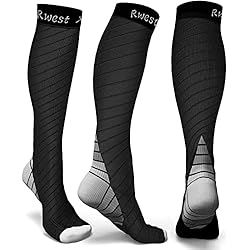 Rwest X Medias de Compresion, Calcetines de compresión Mujer y Hombre 18 mmHg para Running,Ciclismo, Deporte, Trotar, Correr, Volar, Viajar