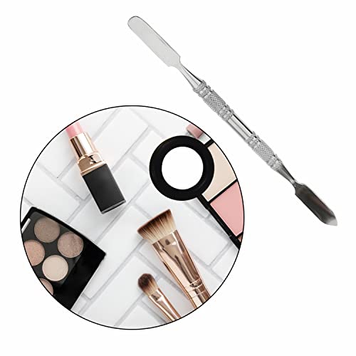 Brain Freezer Shiny Makeup Palette With Stainless Steel Round Shape Spatula, 100 g (Circle Silver)