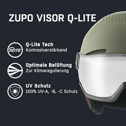 ALPINA ZUPO Visor Q-LITE Kinderskihelm, Olive-red matt, 48-52 cm – Ansicht 2