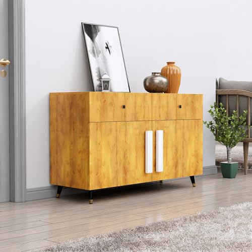 Image of Bniture Storage Cabinet Wooden for Living Room Sideboard with 2 Drawer and 2 Door | Multipurpose Storage Organizer Chest of Drawer Cabinet for Home Hallway Drawing Room Bedroom Kitchen | Giant Wood