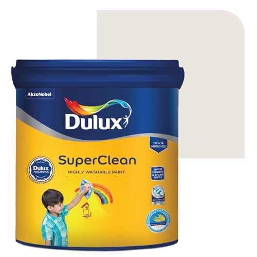 Image of Dulux SuperClean Interior Emulsion Paint For Walls | Soothing Sheen & Rich Finish | Washable & Easy To Clean | Water Based Durable Paint, White (10L, Natural White)