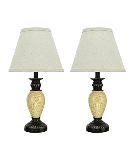 Flash Deals - 60% OFF Aspen Creative 40105, Two Pack Set - Traditional Poly Table Finish with Marbilized Accent and Hardback Empire Shaped Lamp Shade in Off White, 9.5 x 9.5 x 17.25, Bronze