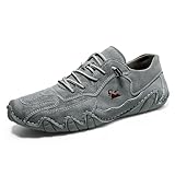 Pro Barefoot Shoes Women Men Nevova Orthopedic Driving Shoes for Men Women, Handmade Leather Suede Walking Flats, Lightweight Slip On Sneakers Non-Slip Hike Camping Hiking Beck Shoe A-Grey