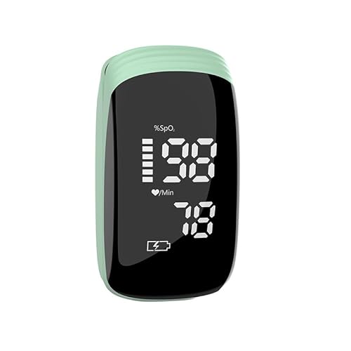Skmeditec Rechargeable Finger Pulse Oximeter Fingertip Blood Oxygen Monitor, Pulse Oximeter With Blood Oxygen Saturation/Heart Rate Monitor and SpO2 Levels, Green