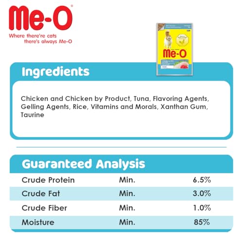 Image of Me-O Wet Food, Chicken with Rice & Tuna 80G, Pack of 12 (80G X 12, 960G), Adult