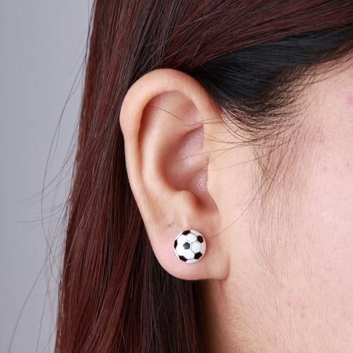 Sports Stud Earrings 925 Sterling Silver Football,Soccer,Basketball,Volleyball,Tennis,Baseball Earrings for Women Men Player Fan Gifts3