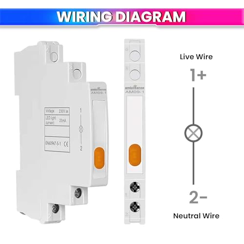 Image of amiciSense Ultra-Compact 230VAC Phase Indicator - Only 1cm Wide, Yellow LED Indicator for Quick & Accurate Phase Monitoring
