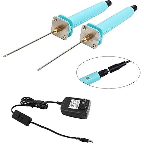 YaeTek 2 Pcs Foam Cutter Electric Cutting Machine Pen 100V-240V 15W Craft Hot Knife 10CM Styrofoam Cutting Pen with Electronic Voltage Transformer Adaptor, 2 x Foam Pen Cutters