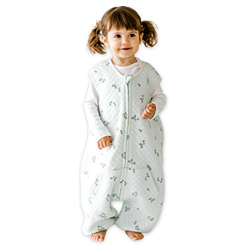 Image of Tealbee DREAMSUIT: Toddler Sleep Sack with Feet 12-18 Months, 18-24 Months - 0.8 TOG Lightweight Baby Wearable Blanket for Walkers - Rayon Made from Bamboo, Organic Cotton Sleeping Bag - Croissant