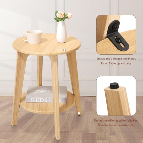 Petite table ronde gain de place en noyer pour optimiser les studios et petits espaces